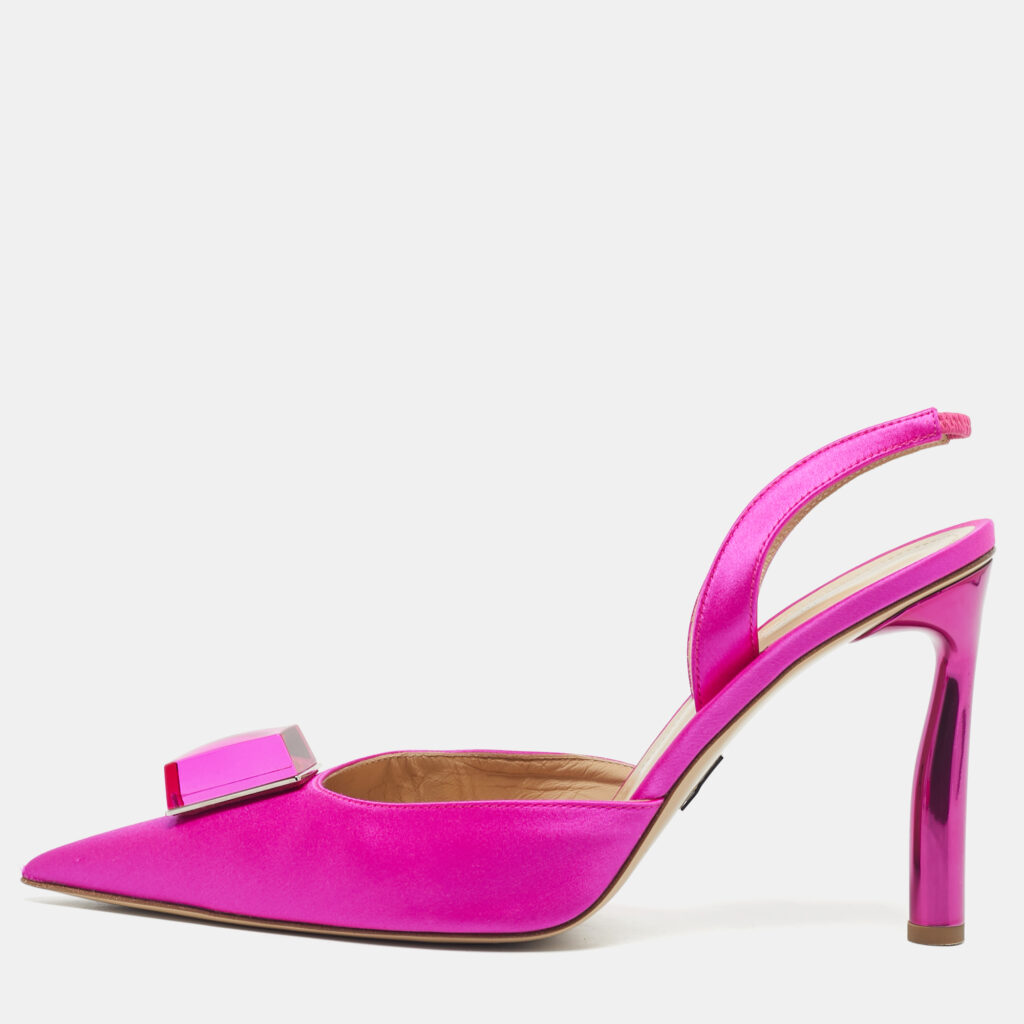 Paul Andrew Pink Satin Crystal Cube Embellished Rhea Slingback Pumps Size 41 Paul Andrew Pink Satin Crystal Cube Embellished Rhea Slingback Pumps Size 41