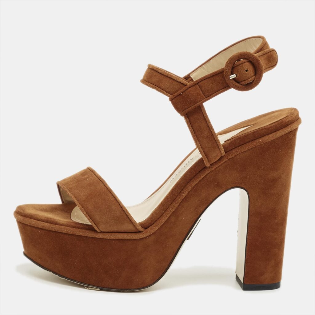 Paul Andrew Brown Suede Stanton Ankle Strap Sandals Size 36.5