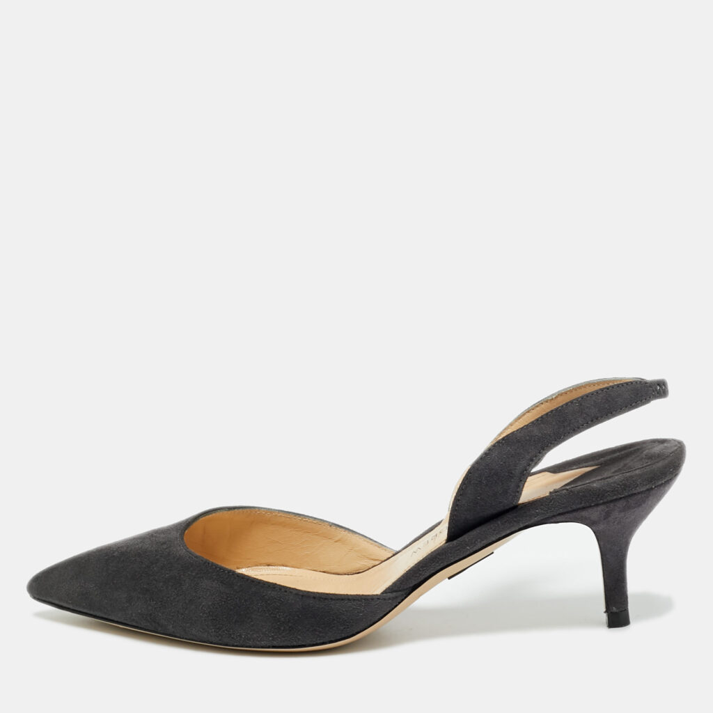 Paul Andrew Dark Grey Suede Rhea Slingback Pumps Size 35