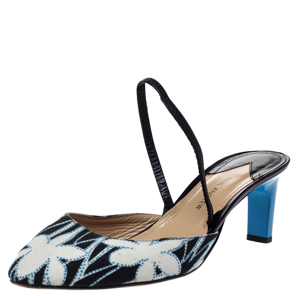Paul Andrew Multicolor Floral Canvas and Leather Celestine Slingback Sandals Size 40 Paul Andrew Multicolor Floral Canvas and Leather Celestine Slingback Sandals Size 40
