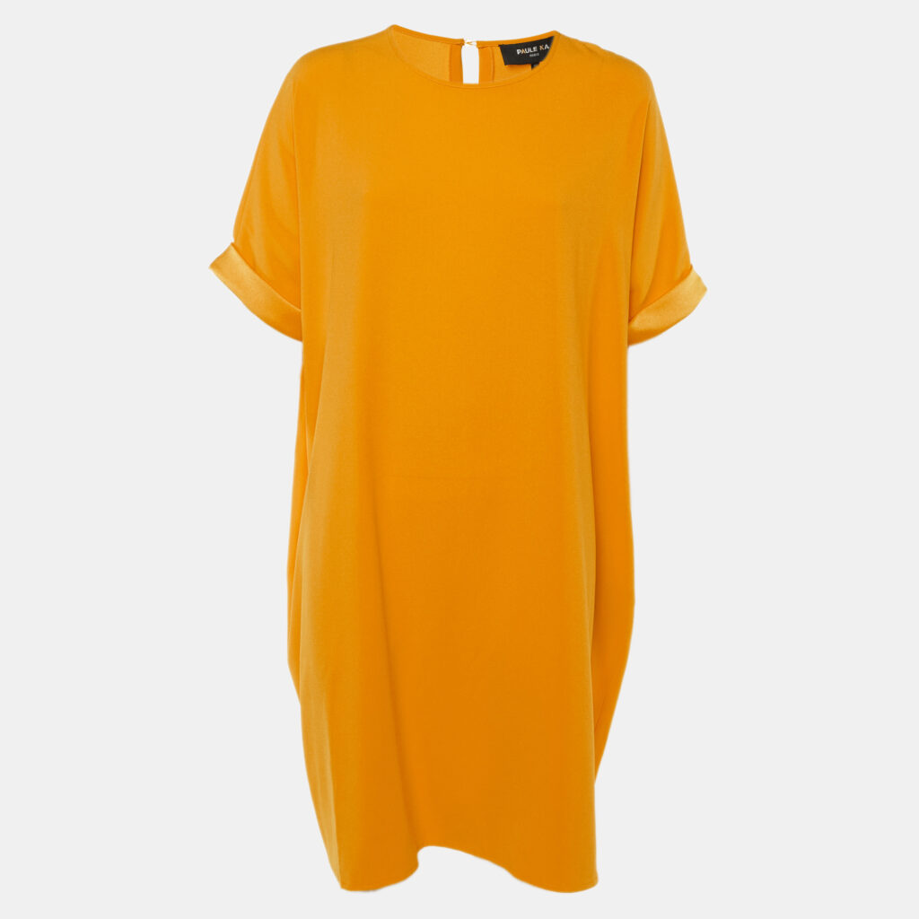 Paule Ka Orange Crepe Shift Dress M Paule Ka Orange Crepe Shift Dress M