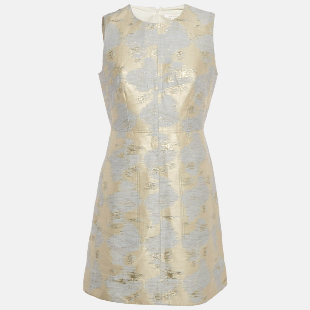 Paule Ka Grey/Cream Lurex Jacquard Mini Dress M Paule Ka Grey/Cream Lurex Jacquard Mini Dress M