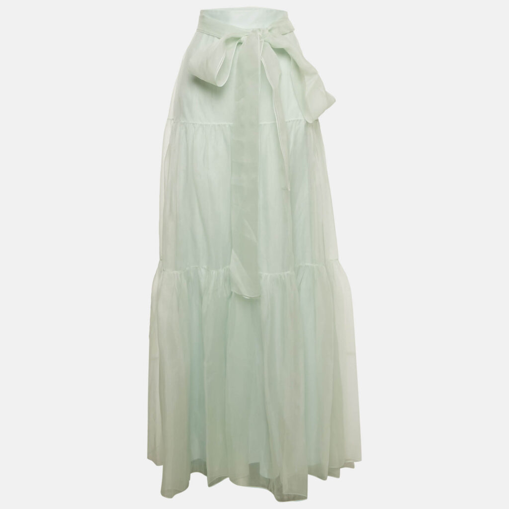 Paule Ka Mint Green Silk Organza Maxi Skirt L Paule Ka Mint Green Silk Organza Maxi Skirt L