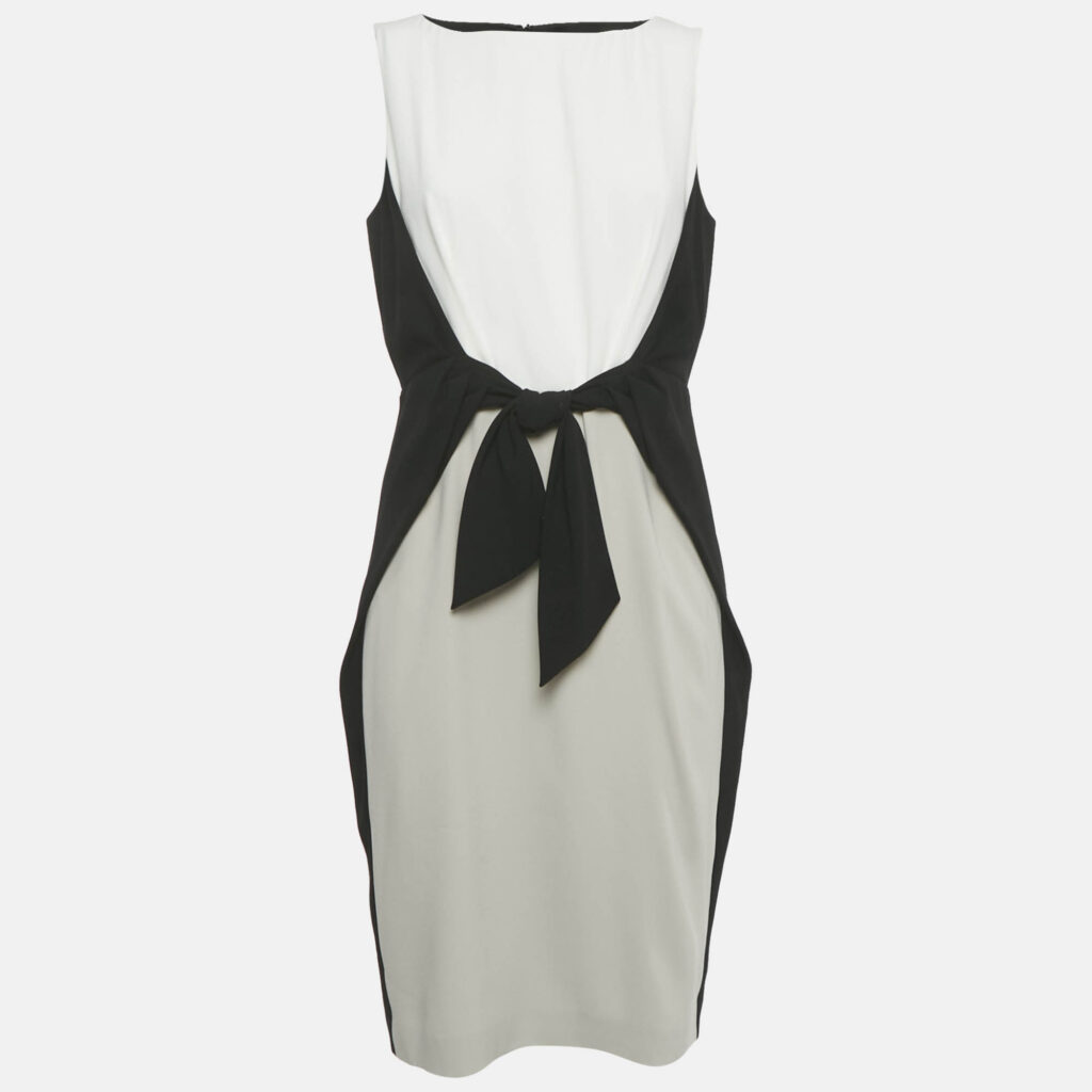 Paule Ka Black Crepe Tie-Up Detail Midi Dress L Paule Ka Black Crepe Tie-Up Detail Midi Dress L