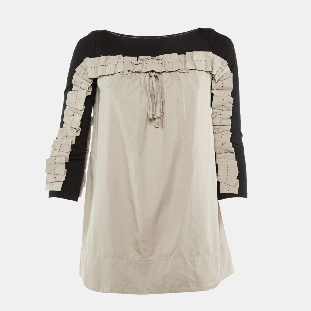 luxury-women-paule-ka-used-clothes-p1224516-001-1.jpg Paule Ka Black /Beige Cotton Ruched Detail Top S