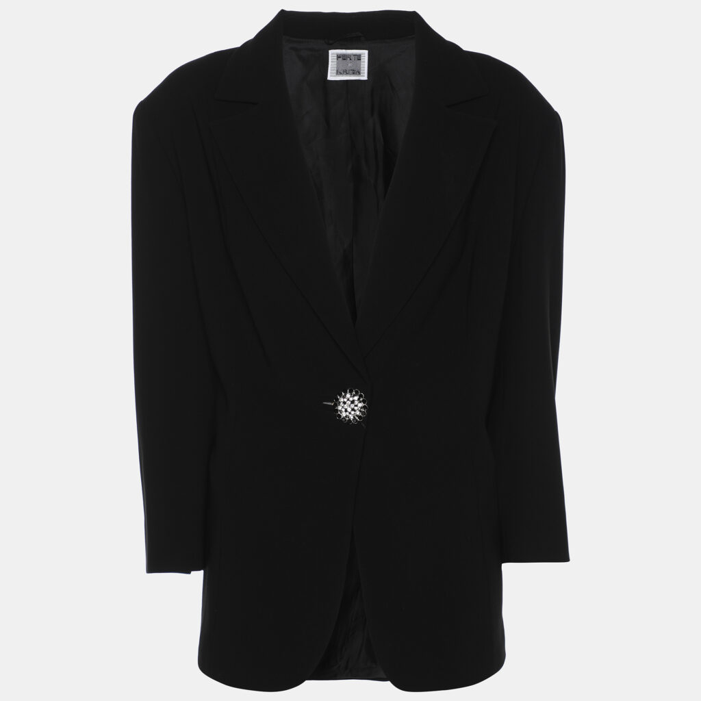 Perte by Krizia Black Crepe Single Breasted Blazer XL