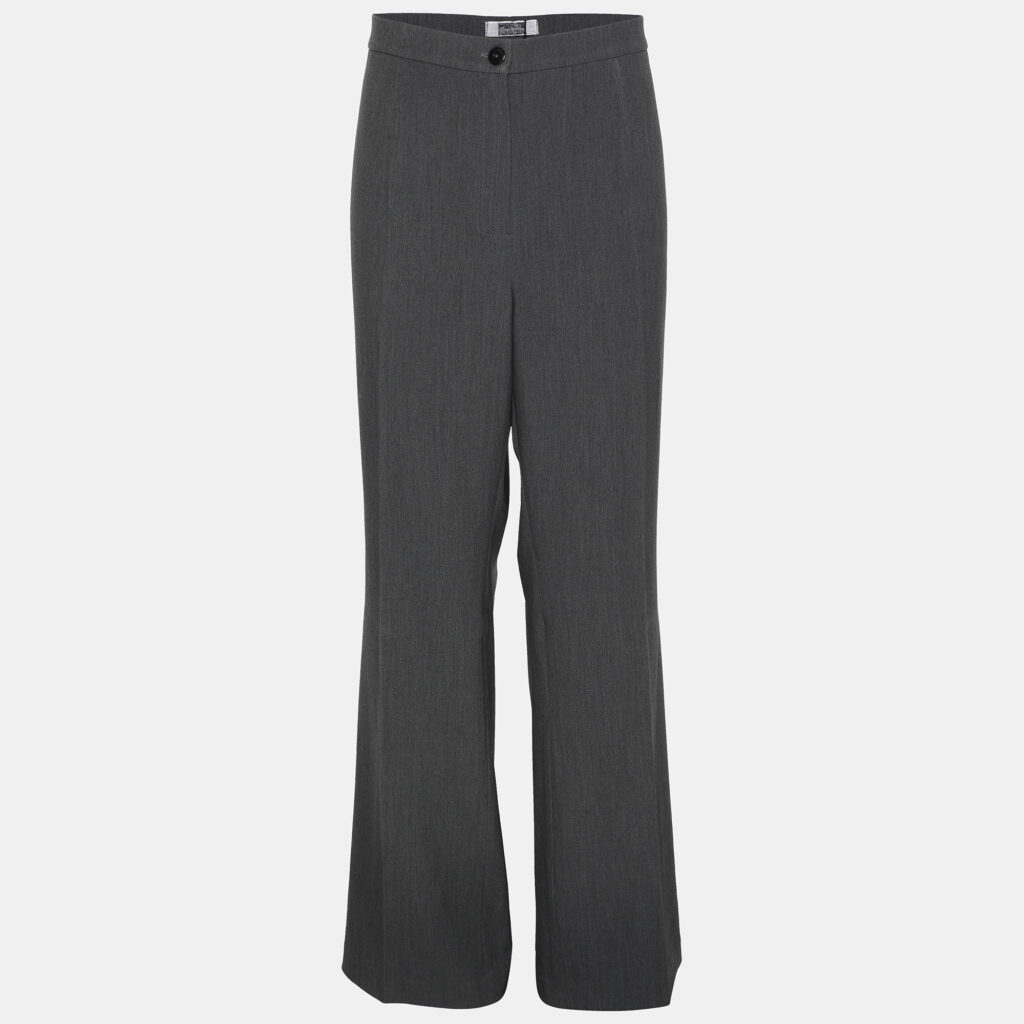 Perte by Krizia Grey Polyester Blend Fabric Trousers XL