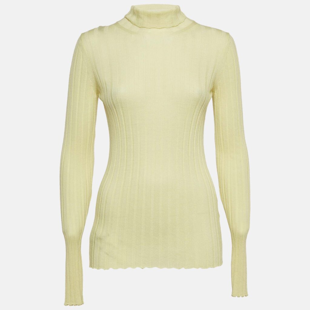 Petar Petrov Yellow Rib Knit Turtle Neck Sweater S