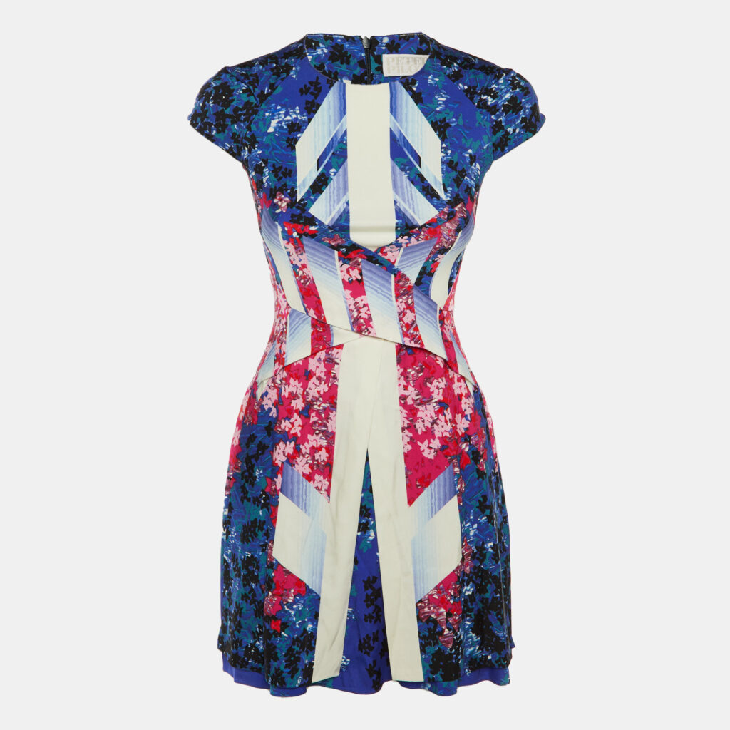 Peter Pilotto Blue Abstract Print Silk Mira Mini Dress S