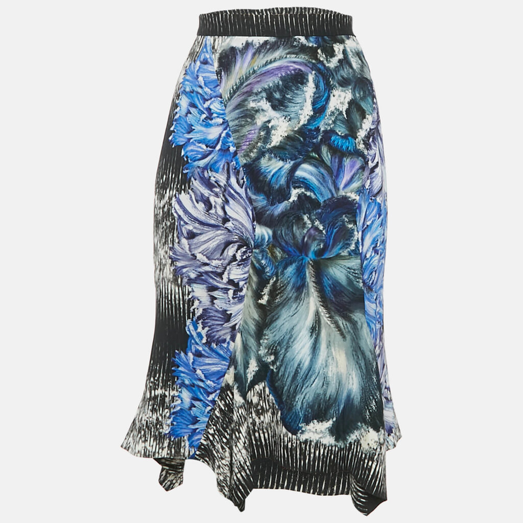 Peter Pilotto Black Printed Crepe Asymmetric Hem Short Skirt M Peter Pilotto Black Printed Crepe Asymmetric Hem Short Skirt M