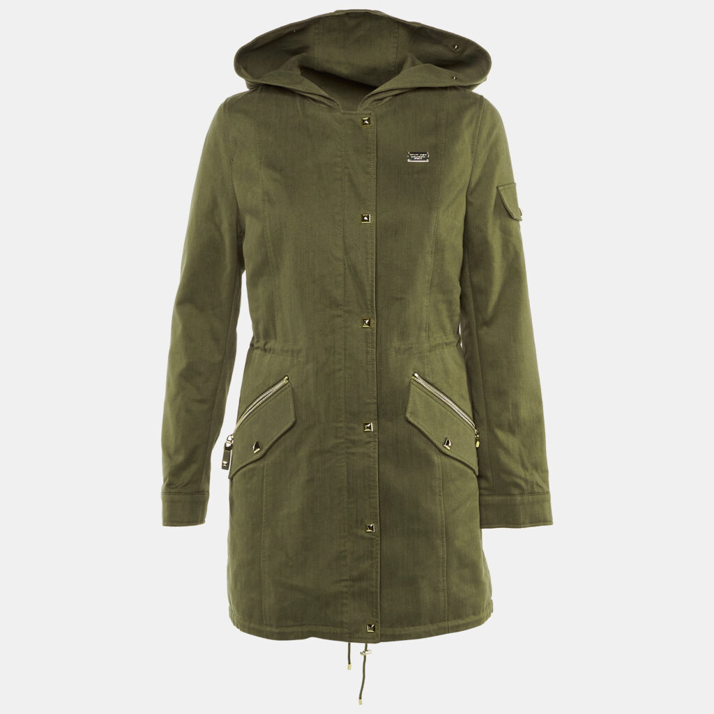 luxury-women-philipp-plein-used-clothes-p1224172-008-1.jpg Philipp Plein Khaki Green Cotton & Fur Hooded Double Layer Jacket S
