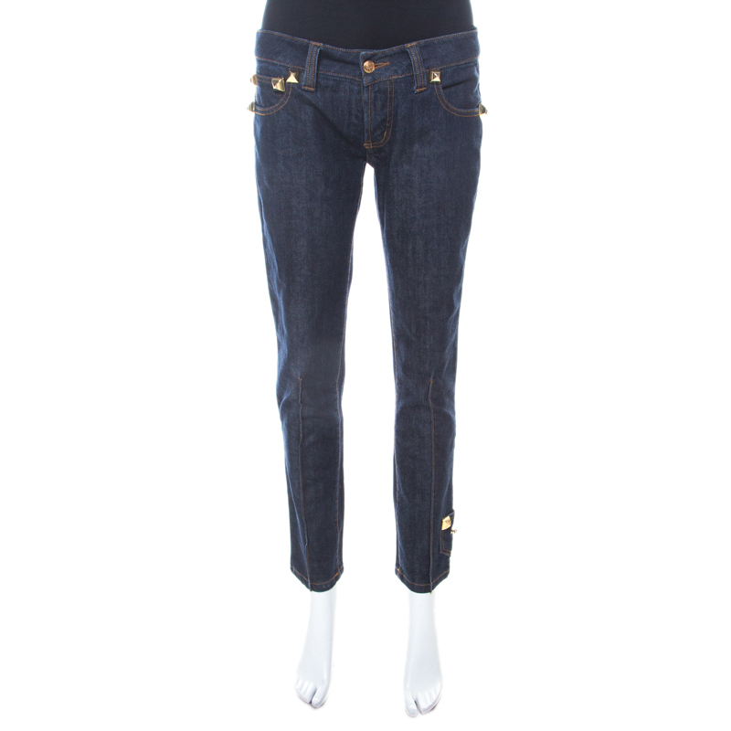 Philipp Plein Limited Edition Indigo Denim Rockstud Embellished Fitted Jeans M Philipp Plein Limited Edition Indigo Denim Rockstud Embellished Fitted Jeans M