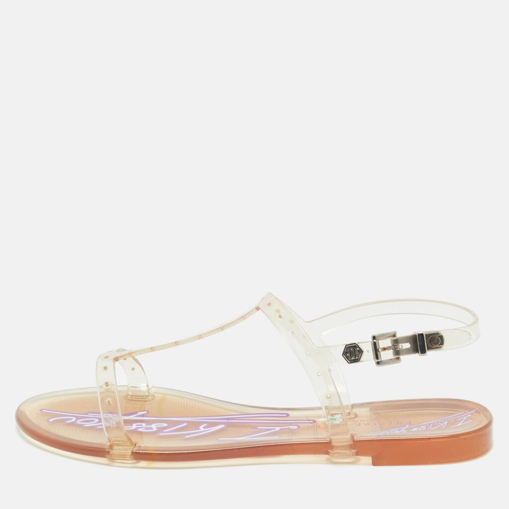 Philipp Plein Transparent Jelly Slingback Flats Size 38 Philipp Plein Transparent Jelly Slingback Flats Size 38