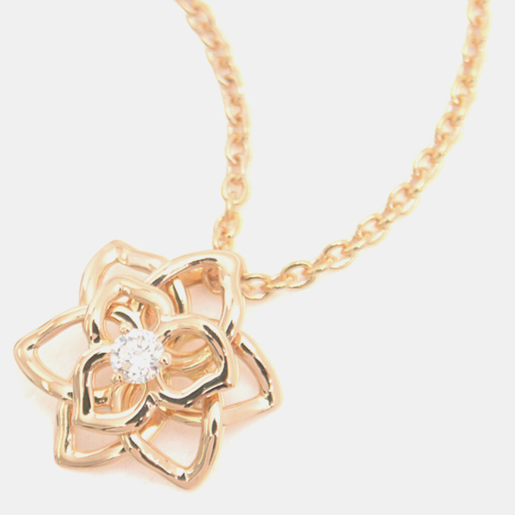 Piaget 18K Rose Gold and Diamond Rose Pendant Necklace Piaget 18K Rose Gold and Diamond Rose Pendant Necklace