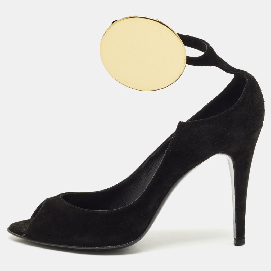 PIERRE HARDY Black Suede Peep Toe Ankle Strap Pumps Size 40 PIERRE HARDY Black Suede Peep Toe Ankle Strap Pumps Size 40