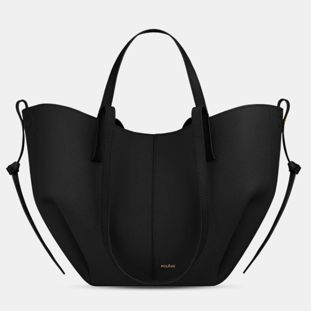 Polene Cyme Mini Grained Black Edition Calfskin Leather Shoulder Bag