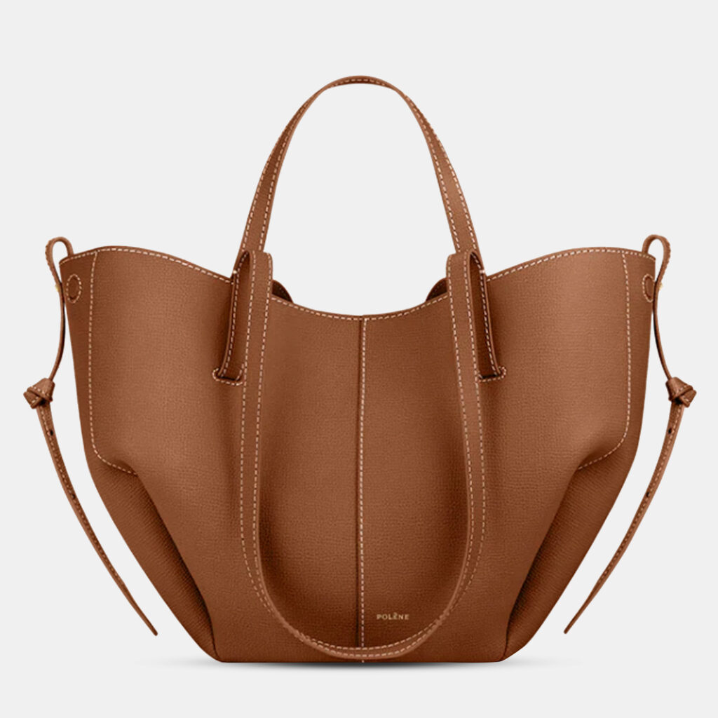 Polene Cyme Mini Camel Grained Edition Calfskin Leather Shoulder Bag