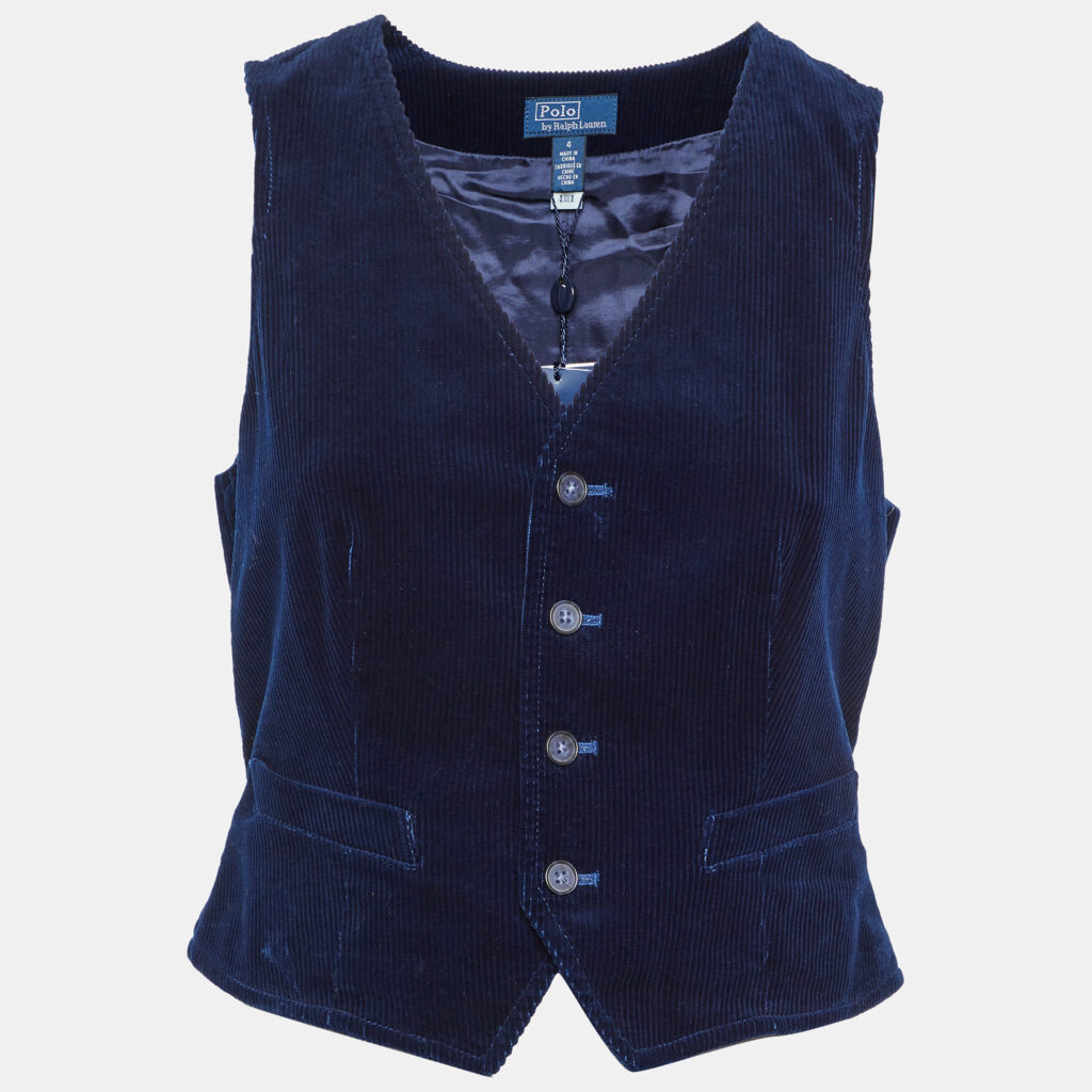 Polo Ralph Lauren Navy Blue Corduroy Sleeveless Vest S