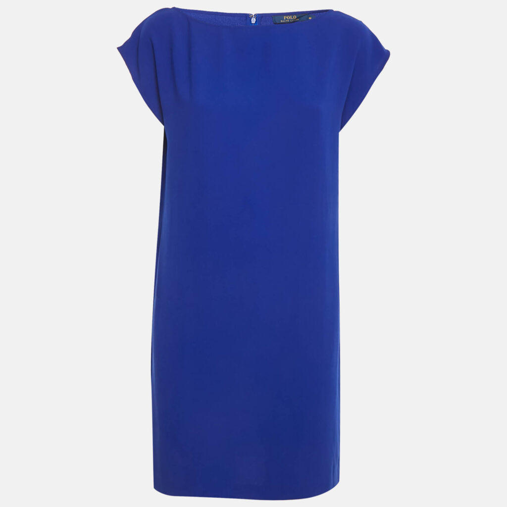 Polo Ralph Lauren Blue Crepe Shift Dress L Polo Ralph Lauren Blue Crepe Shift Dress L