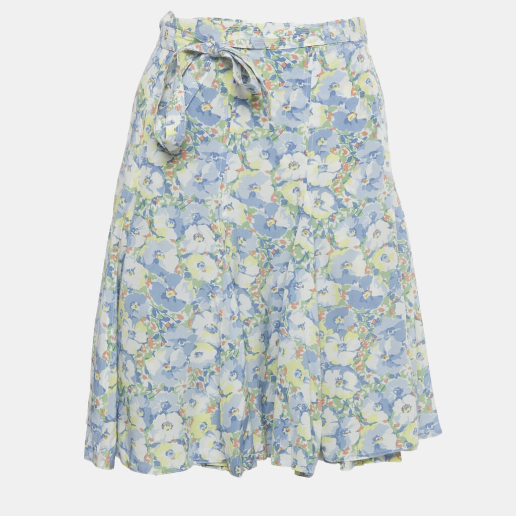 Polo Ralph Lauren Multicolor Floral Printed Crepe Wrap Mini Skirt S Polo Ralph Lauren Multicolor Floral Printed Crepe Wrap Mini Skirt S