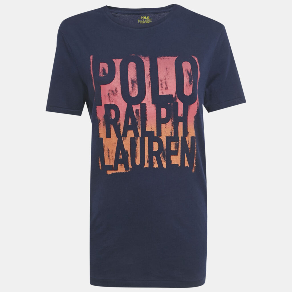 Polo Ralph Lauren Navy Blue Printed Jersey T-Shirt S Polo Ralph Lauren Navy Blue Printed Jersey T-Shirt S