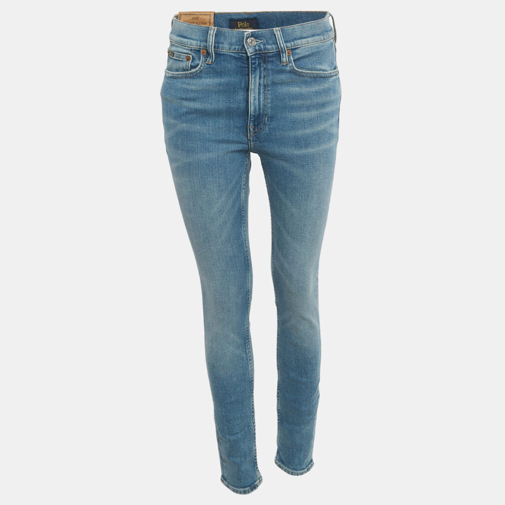 Polo Ralph Lauren Blue Denim The Tompkins Mid Rise Skinny Jeans M/Waist 28"