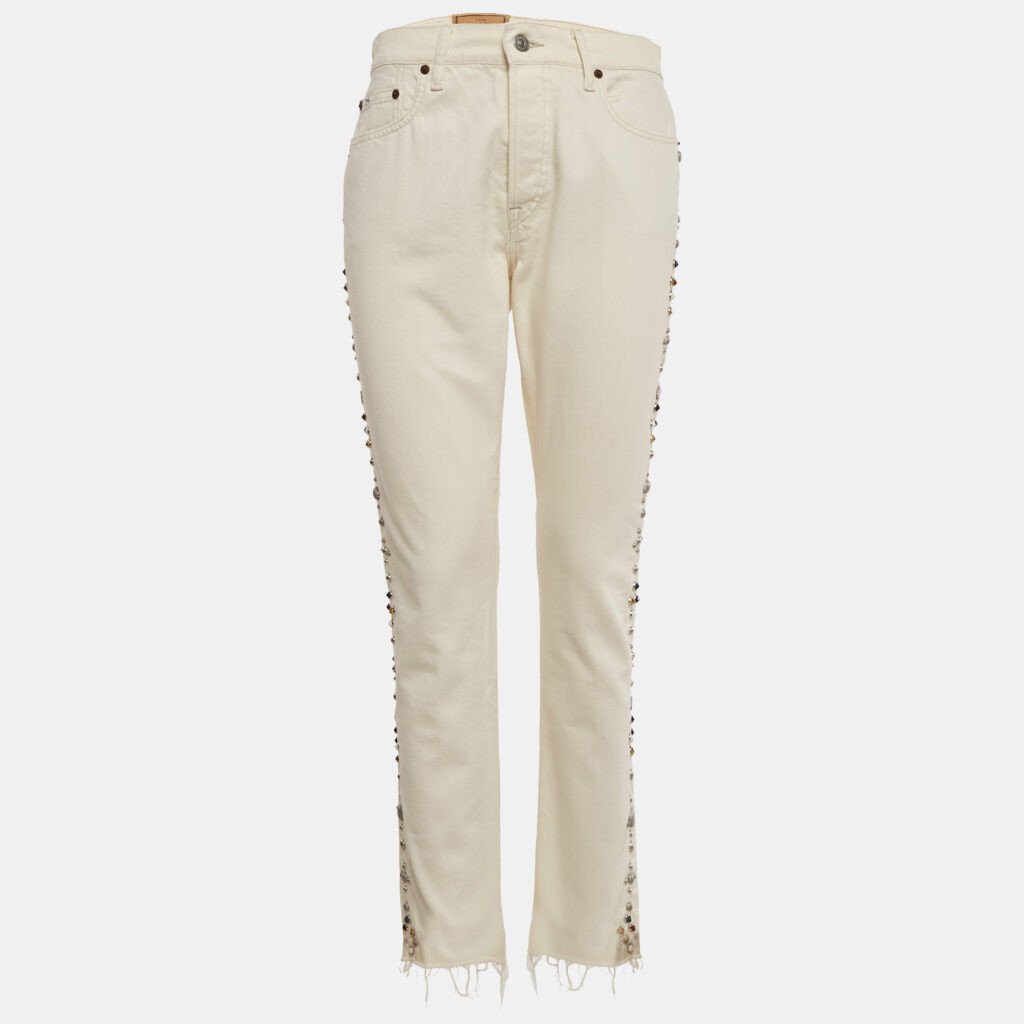 Polo Ralph Lauren White Studded Skinny Jeans M/Waist 28" Polo Ralph Lauren White Studded Skinny Jeans M/Waist 28"