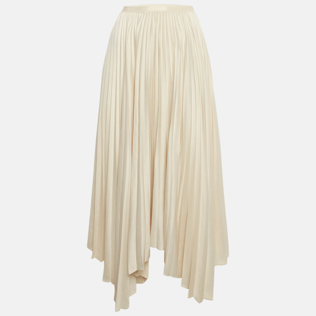 luxury-women-polo-ralph-lauren-new-clothes-p1238676-001-1.jpg Polo Ralph Lauren Beige Satin Plisse Asymmetric Midi Skirt L