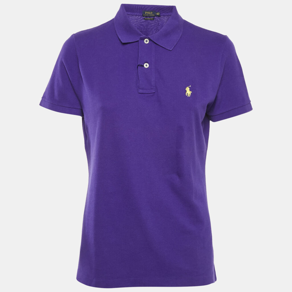 Polo Ralph Lauren Purple Cotton Pique Skinny Polo T-Shirt L Polo Ralph Lauren Purple Cotton Pique Skinny Polo T-Shirt L