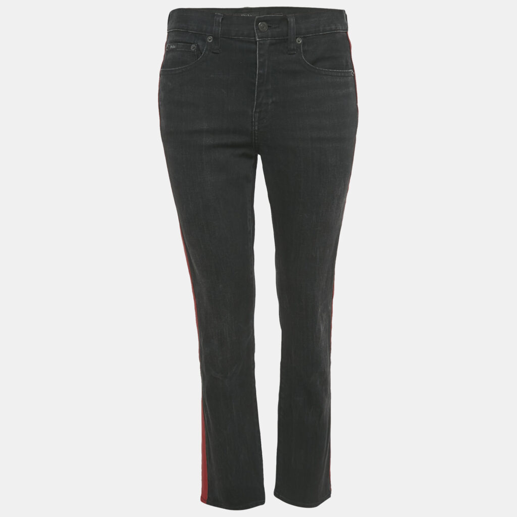 Polo Ralph Lauren Black/Red Side Stripe Denim Jeans M Waist 30" Polo Ralph Lauren Black/Red Side Stripe Denim Jeans M Waist 30"