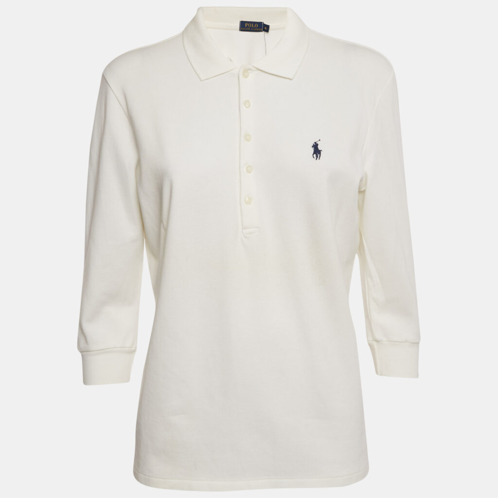 Polo Ralph Lauren Off-White Cotton Julie Polo T-Shirt XL