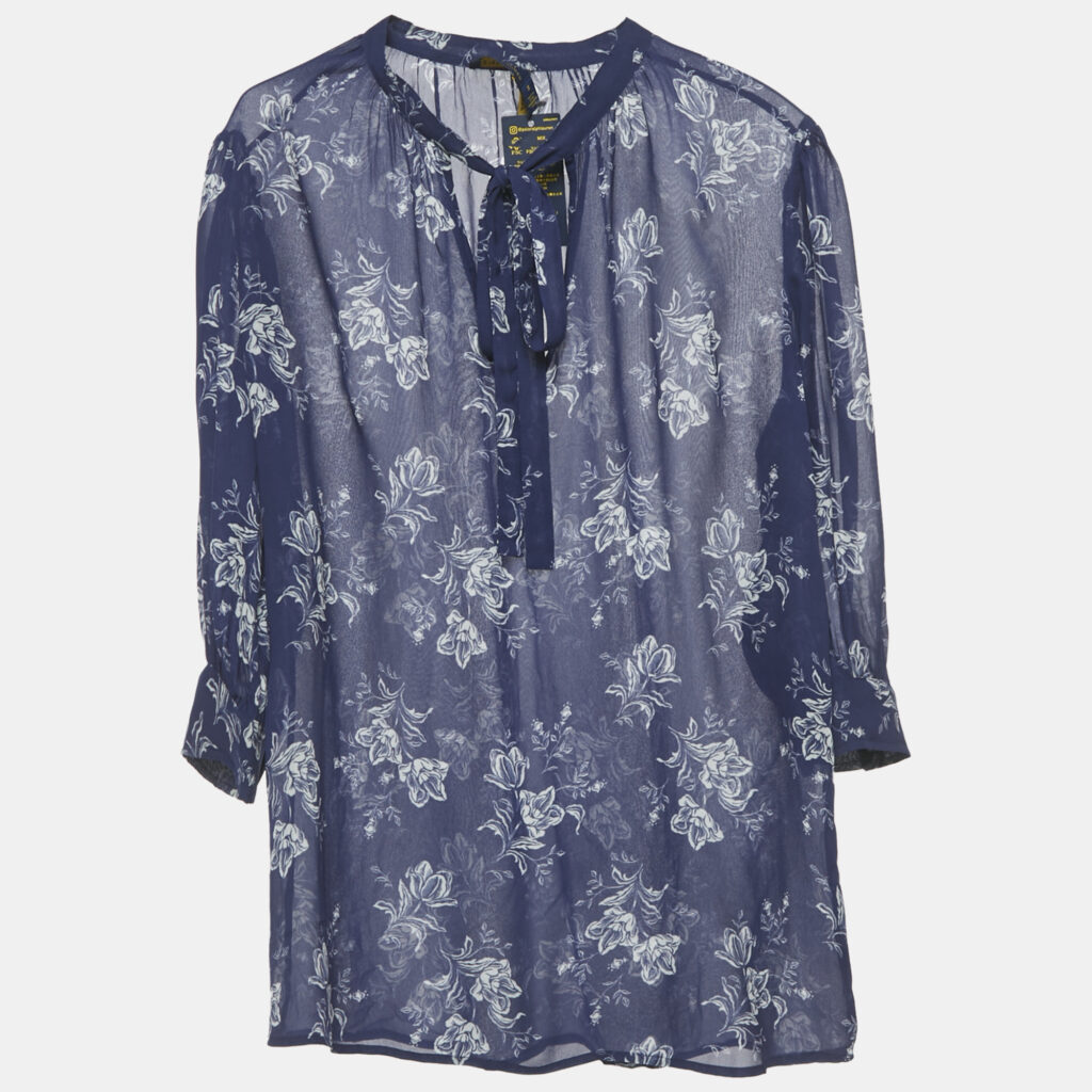 Polo Ralph Lauren Blue Floral Print Chiffon Blouse M