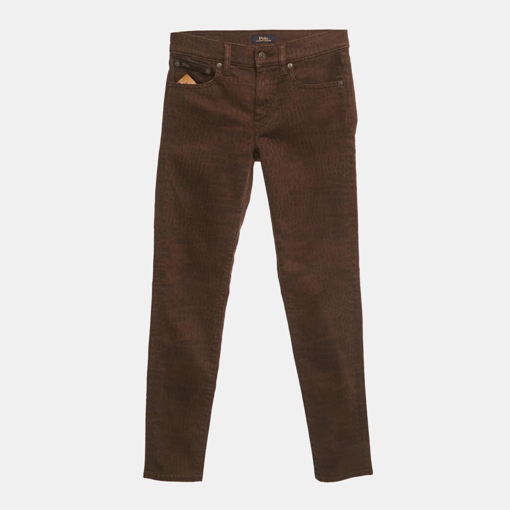 Polo Ralph Lauren Brown Animal Print Denim Tompkins Skinny Jeans S Waist 26" Polo Ralph Lauren Brown Animal Print Denim Tompkins Skinny Jeans S Waist 26"