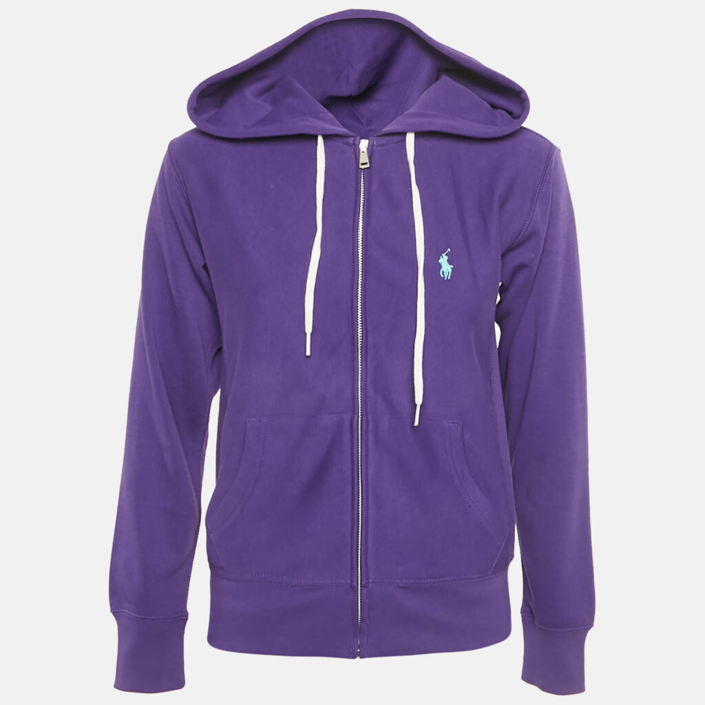 Polo Ralph Lauren Purple Logo Embroidered Cotton Blend Hoodie XS Polo Ralph Lauren Purple Logo Embroidered Cotton Blend Hoodie XS