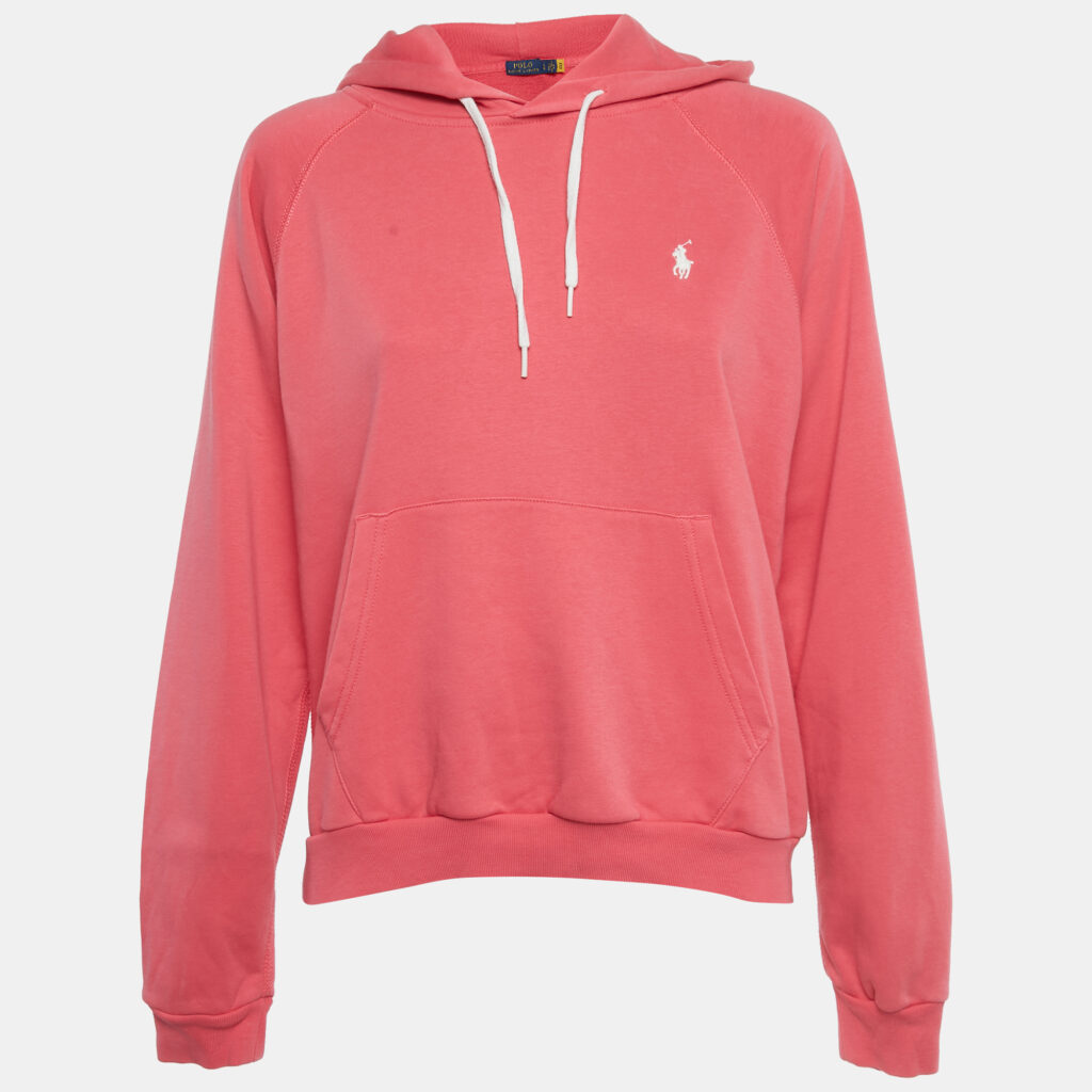 luxury-women-polo-ralph-lauren-used-clothes-p1235105-004.jpg Polo Ralph Lauren Pink Logo Embroidered Cotton Blend Hoodie L