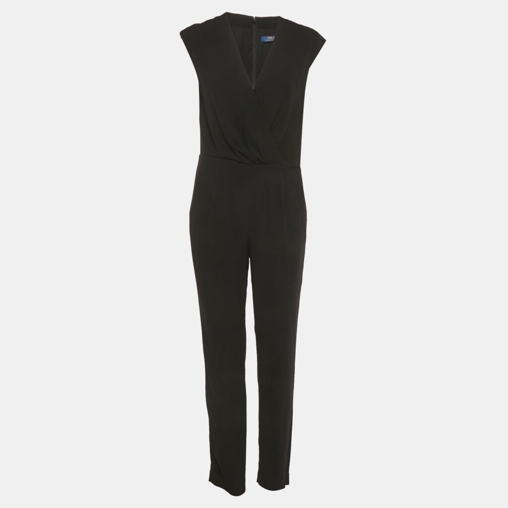 Polo Ralph Lauren Black Crepe Sleeveless Jumpsuit S Polo Ralph Lauren Black Crepe Sleeveless Jumpsuit S