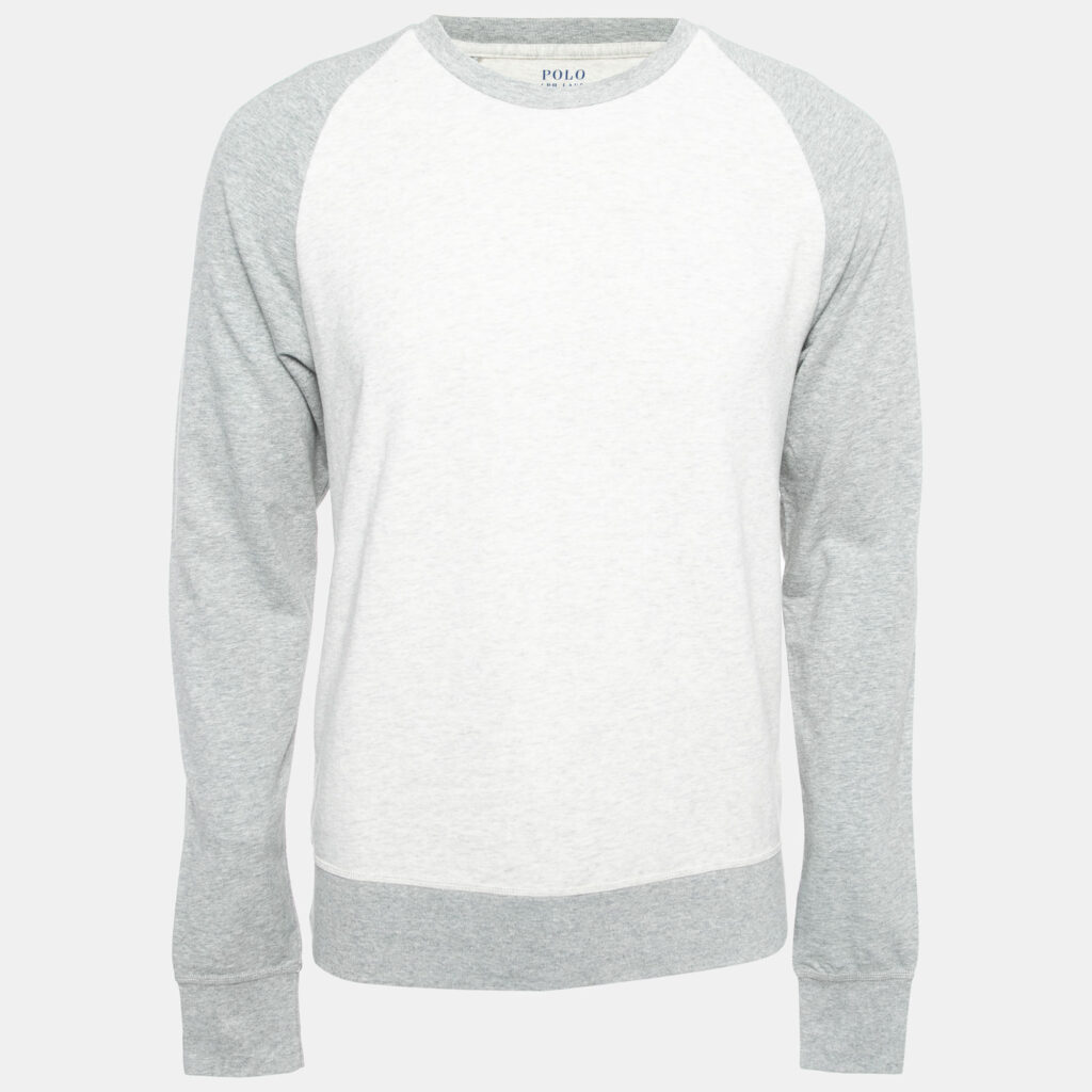 Polo Ralph Lauren Light Grey Cotton Crew Neck Long Sleeve T-Shirt M