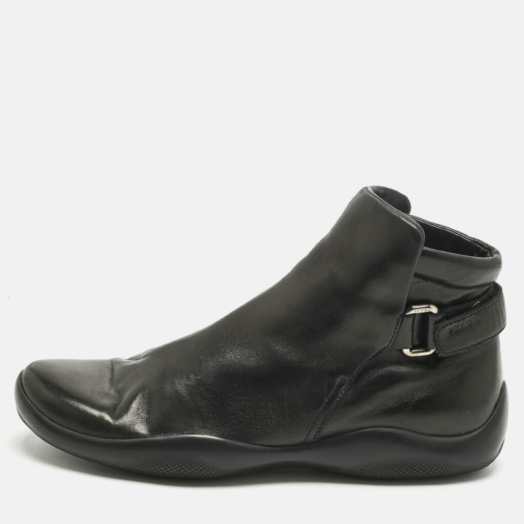 Prada Sport Black Leather High Top Sneakers Size 37 Prada Sport Black Leather High Top Sneakers Size 37
