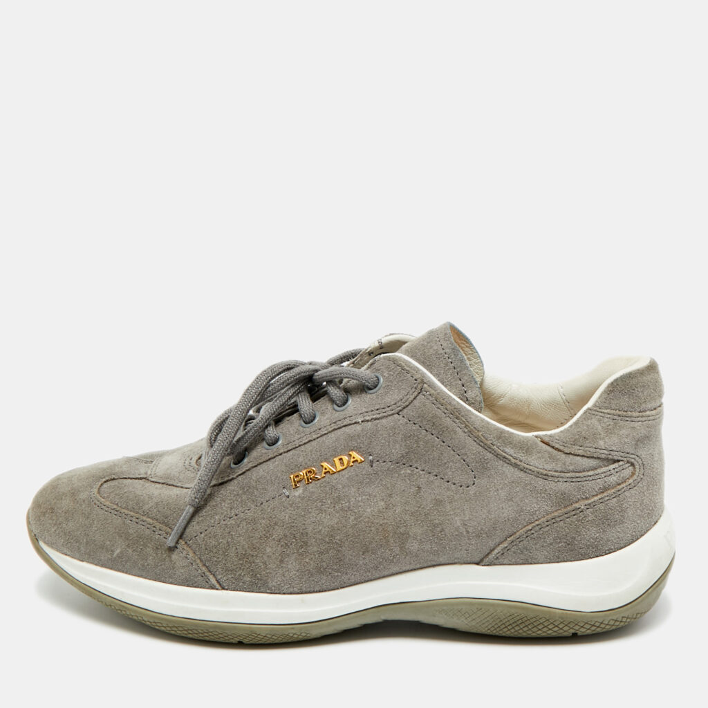 Prada Sport Size 36.5 Grey Suede Low Top Sneakers Prada Sport Size 36.5 Grey Suede Low Top Sneakers
