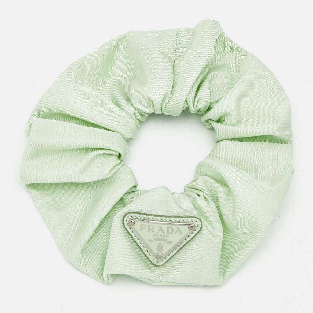 Prada Green Re-Nylon Triangle logo Scrunchie Prada Green Re-Nylon Triangle logo Scrunchie