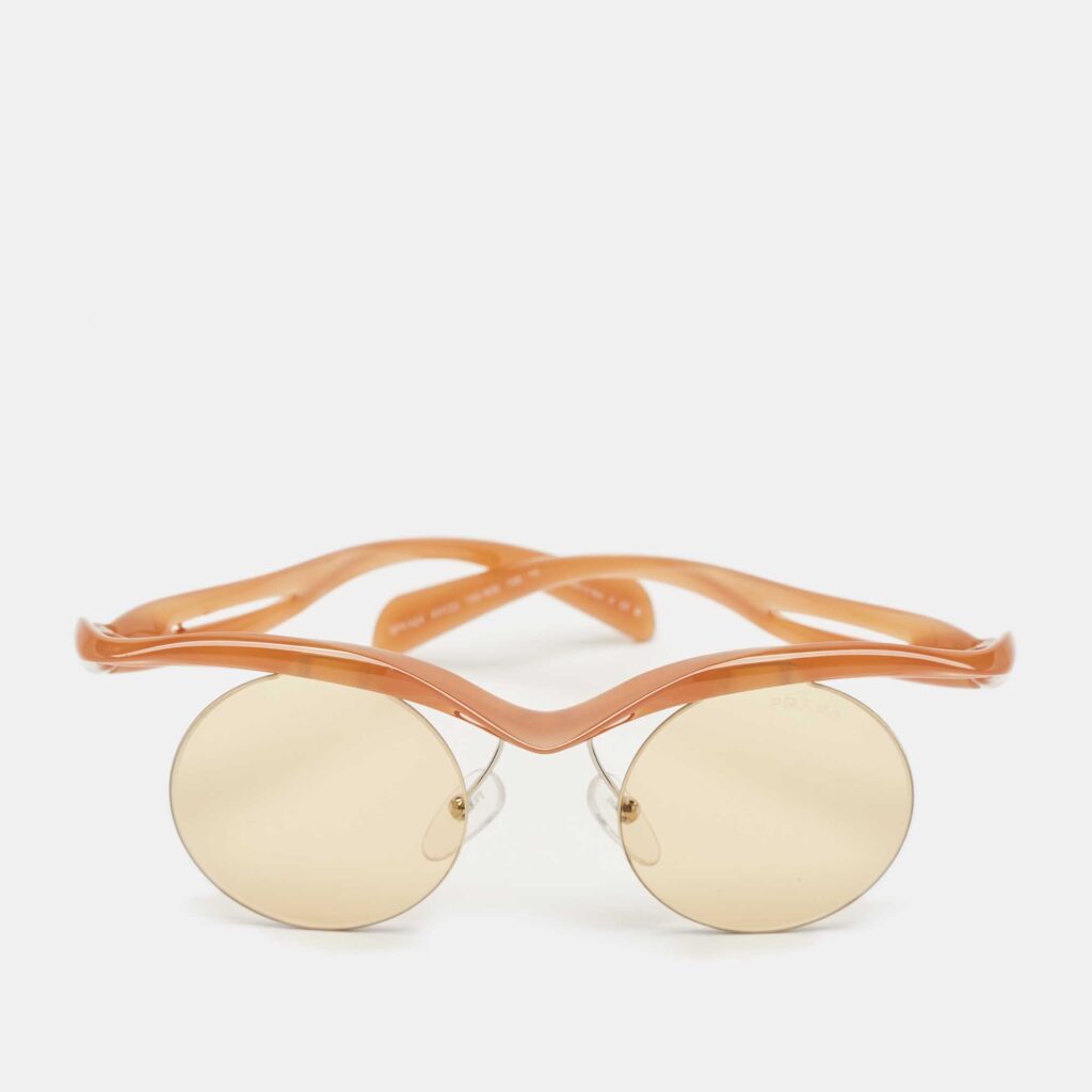 Prada Brown SPR A24 Rimeless Round Sunglasses Prada Brown SPR A24 Rimeless Round Sunglasses