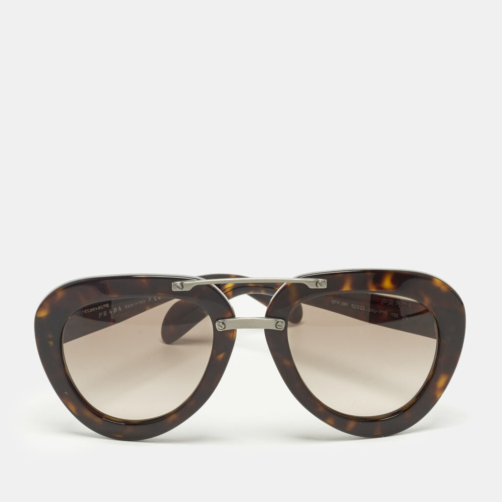 Prada Tortoise Brown Gradient SPR 28R Aviator Sunglasses Prada Tortoise Brown Gradient SPR 28R Aviator Sunglasses