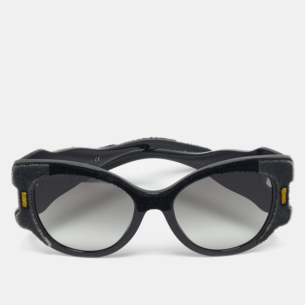 Prada Black Gradient SPR10U Tapestry Cat Eye Sunglasses Prada Black Gradient SPR10U Tapestry Cat Eye Sunglasses