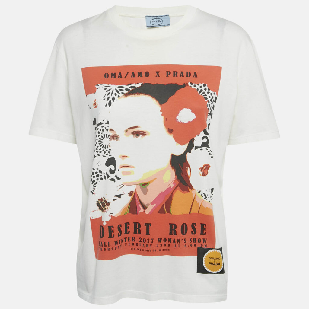 Prada White Oma Edition 'desert Rose' Poster T-shirt M Prada White Oma Edition 'desert Rose' Poster T-shirt M