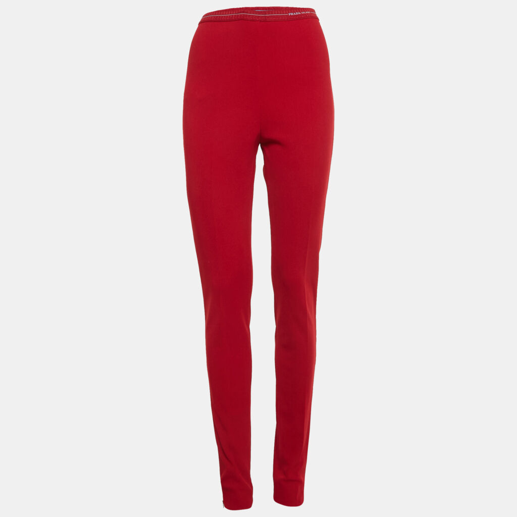 Prada Red Textured Stretch Knit Pants M Prada Red Textured Stretch Knit Pants M
