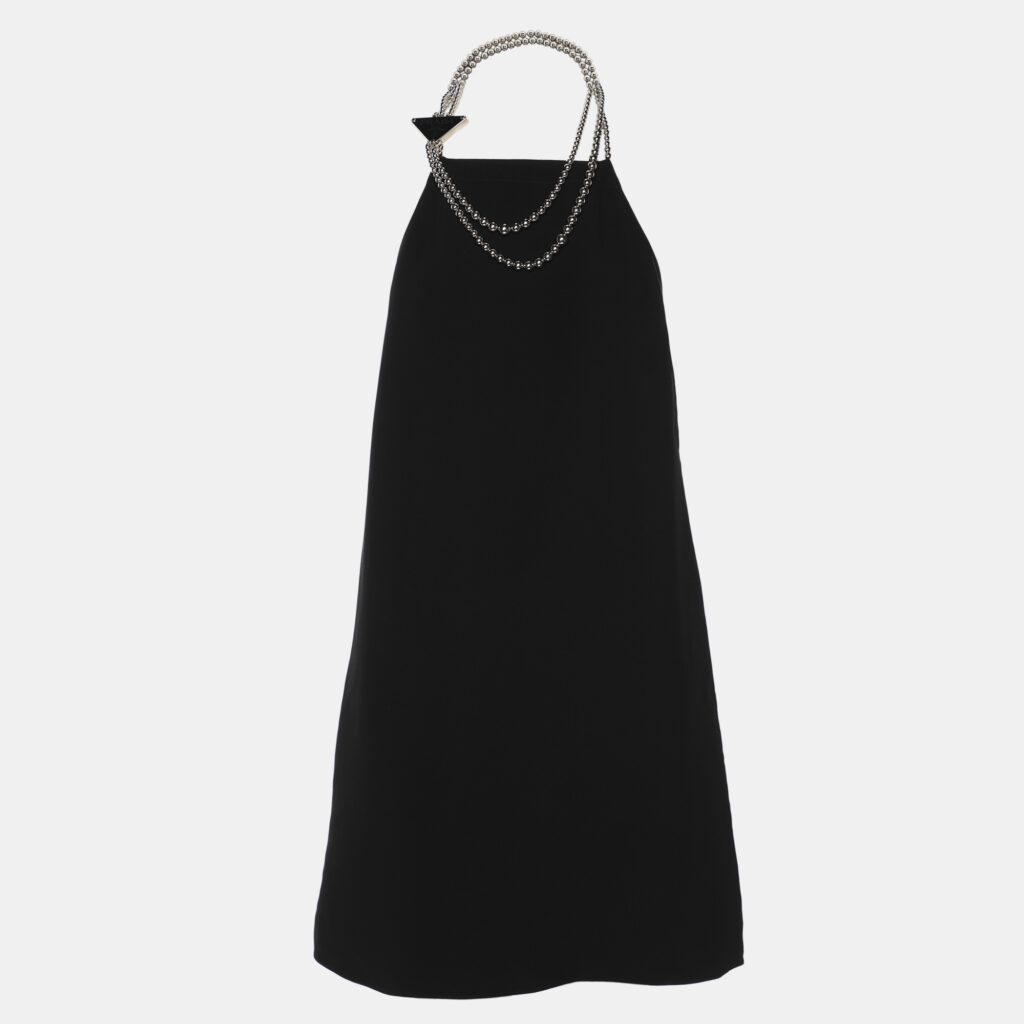 Prada Black Crepe Cady Chain Halter Neck Dress S Prada Black Crepe Cady Chain Halter Neck Dress S