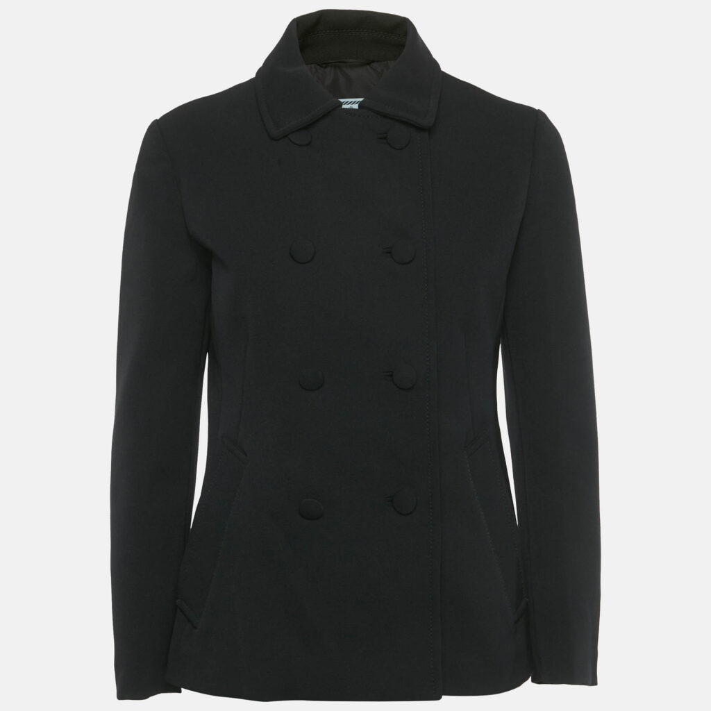 Prada Black Nylon Gabardine Double Breasted Jacket M