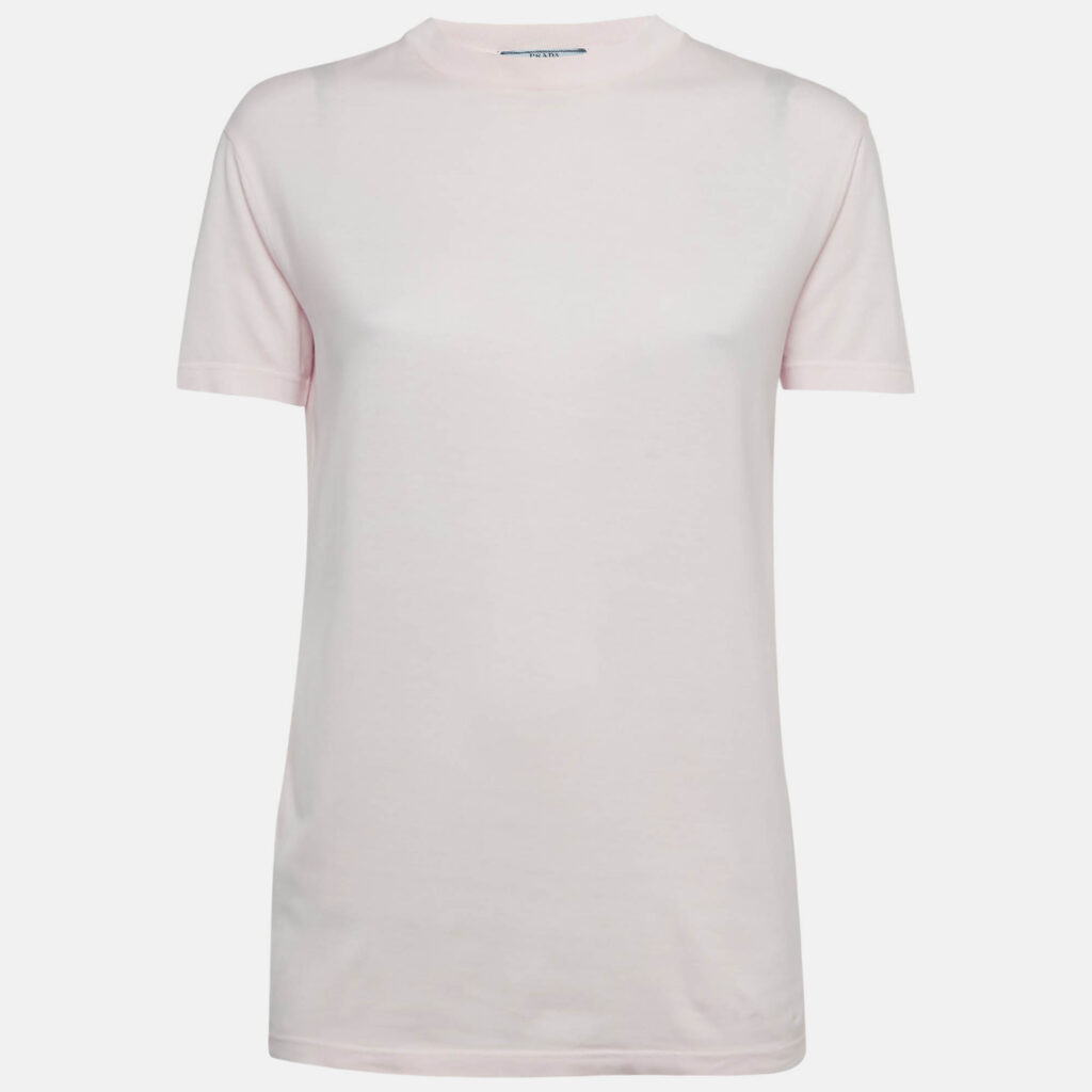 Prada Pastel Pink Cotton Crewneck T-Shirt XS
