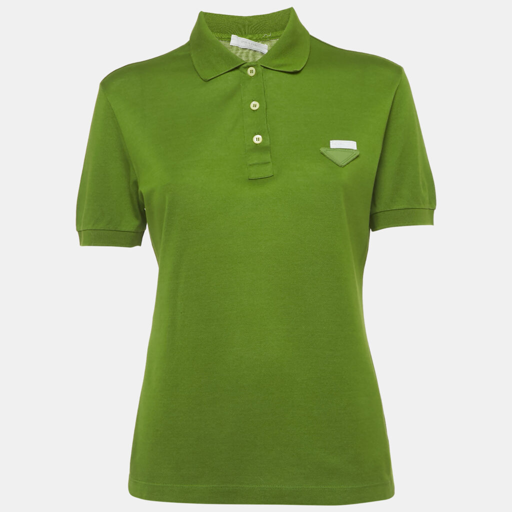 Prada Green Cotton Pique Polo T-Shirt L Prada Green Cotton Pique Polo T-Shirt L
