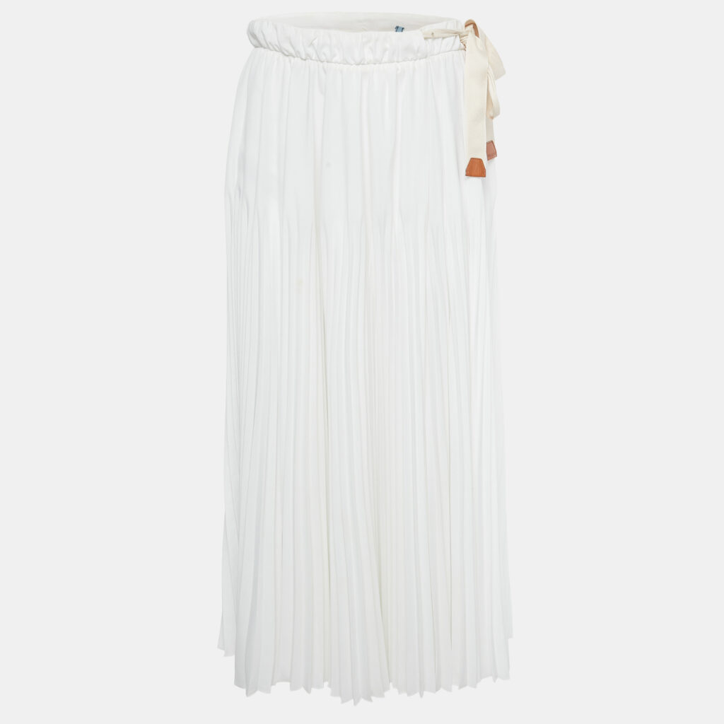 Prada White Chiffon Pleated Midi Skirt M Prada White Chiffon Pleated Midi Skirt M